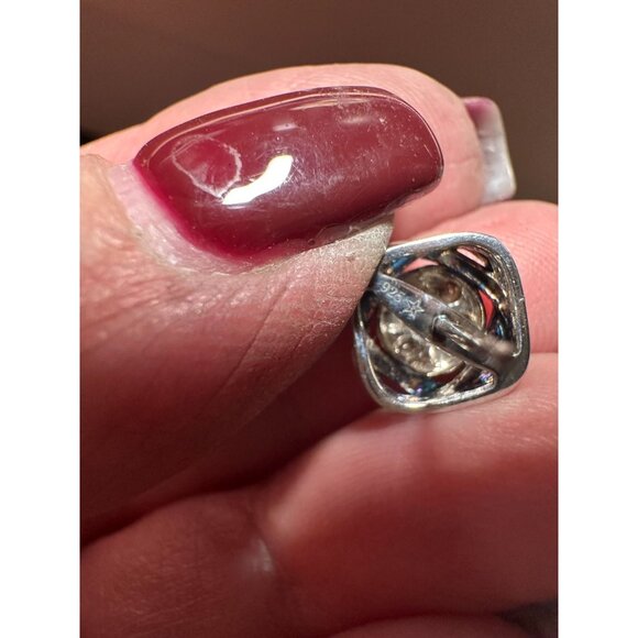 Sterling Square Knot Post Earrings - Picture 3 of 5